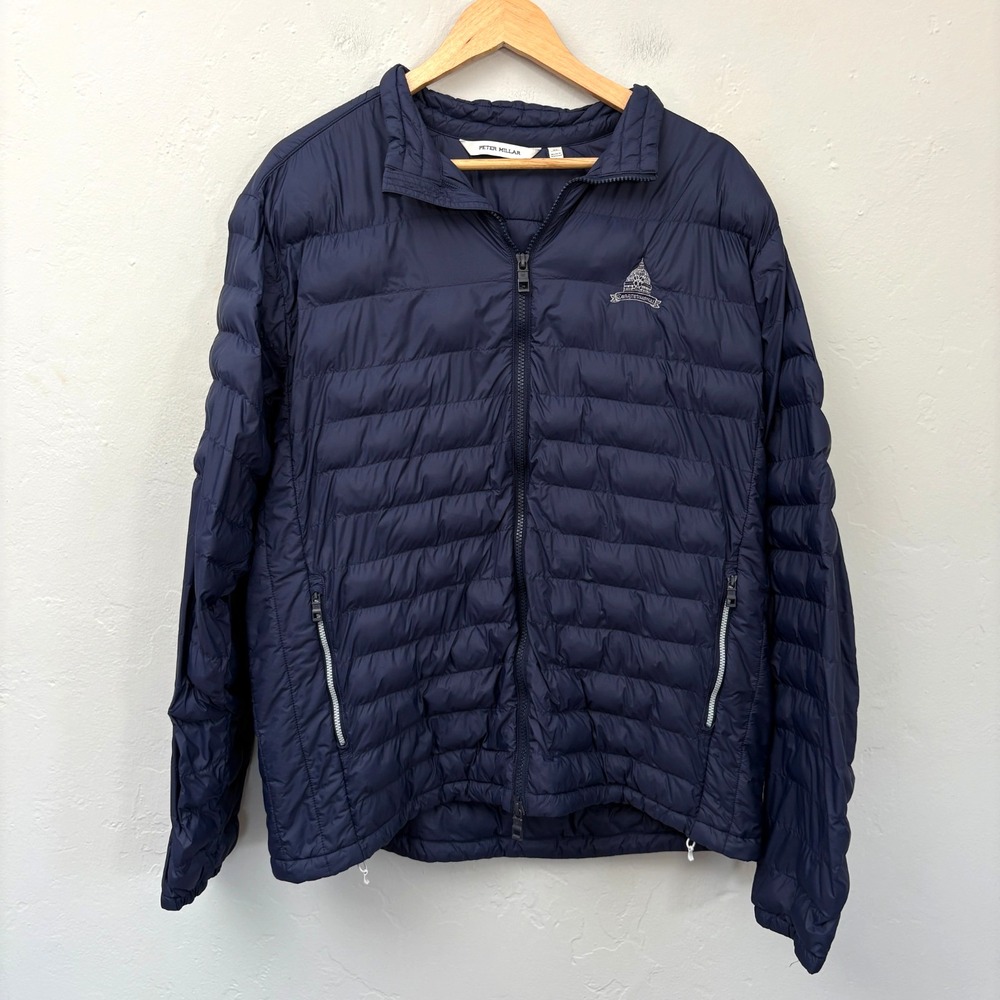 Peter Millar Congressional Puffer Jacket Men Size XL Blue Full Zip Packable